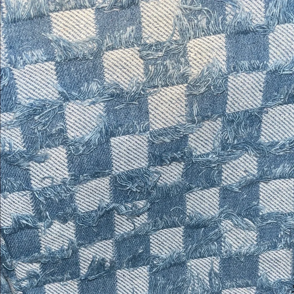 Blue and White Checkered Knee-High Boots - Picture 2 of 8